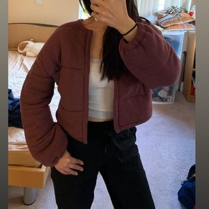 Maroon Cropped Boxy Jacket from UO (new)
